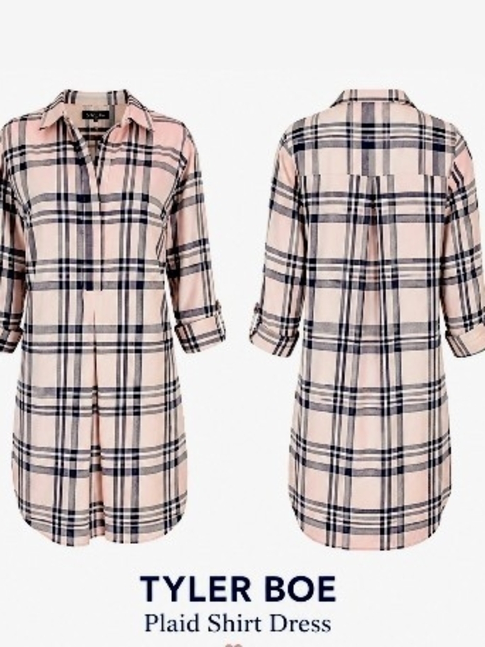 Tyler Boe Pink Plaid Shirt Dress